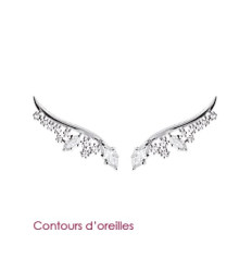 Contours d'oreilles ailes dentelle 20 mm - Chloe - argent 925 rhodié - zirconium