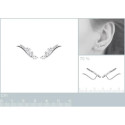 Contours d'oreilles ailes dentelle 20 mm - Chloe - argent 925 rhodié - zirconium