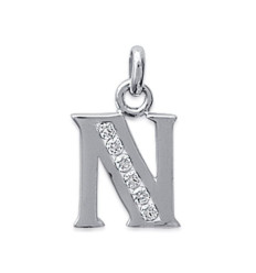 Pendentif argent massif 925 rhodié et oxyde de zirconium