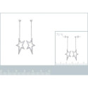 Boucles d'oreilles clous pendantes étoiles 40 mm - argent massif 925 rhodié