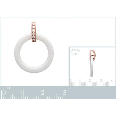 Pendentif plaqué or 750 3 microns rose oxyde de zirconium et céramique