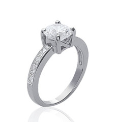 Bague argent massif 925 rhodié et oxyde de zirconium