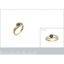 Bague plaqué or 750 5 microns bicolore oxyde de zirconium et pierre véritable