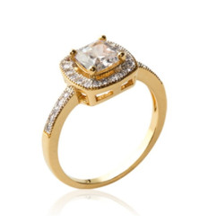 Bague plaqué or 750 5 microns bicolore et oxyde de zirconium micro serti