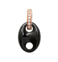 Pendentif plaqué or 750 3 microns rose oxyde de zirconium et céramique