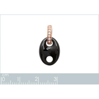 Pendentif plaqué or 750 3 microns rose oxyde de zirconium et céramique