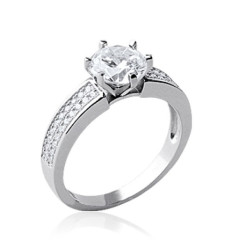 Bague argent massif 925 rhodié et oxyde de zirconium micro serti