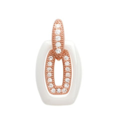 Pendentif plaqué or 750 3 microns rose oxyde de zirconium et céramique