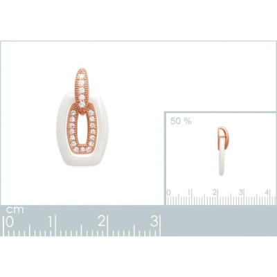 Pendentif plaqué or 750 3 microns rose oxyde de zirconium et céramique