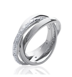 Bague argent massif 925 rhodié et oxyde de zirconium