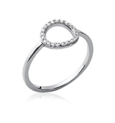 Bague argent massif 925 rhodié et oxyde de zirconium