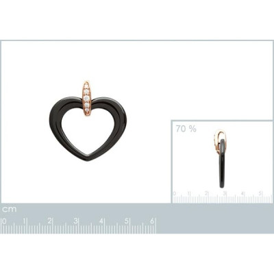Pendentif plaqué or 750 3 microns rose oxyde de zirconium et céramique