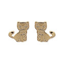 Boucles d'oreilles puces petit chat chaton enfant fille plaqué or 750 3 microns