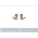 Boucles d'oreilles puces petits chats enfant plaqué or jaune 8mm x 8mm