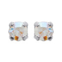 Puces d'oreilles tige clous 3 mm - Ines - argent massif - cristal transparent