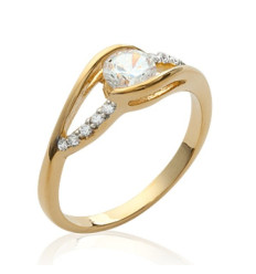 Bague plaqué or 750 5 microns bicolore et oxyde de zirconium
