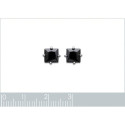 Boucles d'oreilles puces carré clous - Jannah - argent 925 rhodié - zircon noir
