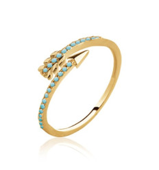 Bague plaqué or 750 5 microns et pierre de synthèse