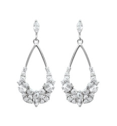 Boucles d'oreilles 30 mm pendantes clous - Lilou - argent 925 rhodié - zirconium