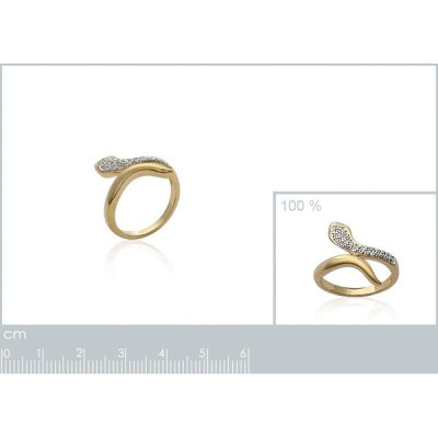 Bague plaqué or 750 5 microns bicolore et oxyde de zirconium