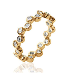 Bague plaqué or 750 5 microns et oxyde de zirconium