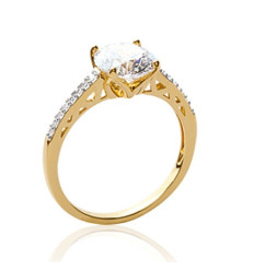 Bague plaqué or 750 5 microns bicolore et oxyde de zirconium micro serti