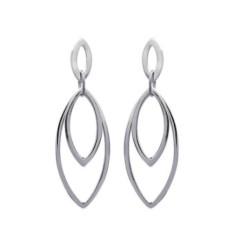 Boucles d'oreilles 40 mm clous pendantes calisson - Celia - argent 925 rhodié