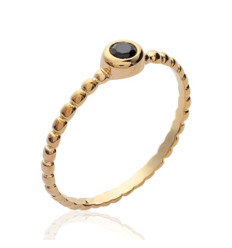 Bague plaqué or 750 5 microns et oxyde de zirconium