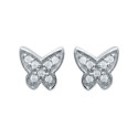 Boucles d'oreilles papillons 6 mm puces clous - Ava - argent 925 rhodié - zircon