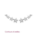 Contours d'oreilles 20 mm étoiles - Selma - argent massif 925 rhodié - zirconium