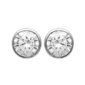 Puces d'oreilles clous rondes 6 mm - Sara - argent 925 rhodié - zircon blanc