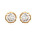 Boucles d'oreilles tiges puces rondes plaqué or 750 et oxyde de zirconium