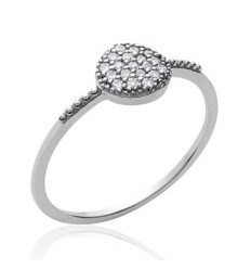 Bague argent massif 925 rhodié et oxyde de zirconium