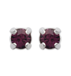 Boucles d'oreilles puces clous femme 4mm - Nina - argent massif - cristal violet
