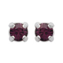 Boucles d'oreilles puces clous femme 4mm - Nina - argent massif - cristal violet