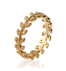 Bague plaqué or 750 5 microns et oxyde de zirconium