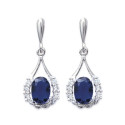 Boucles d'oreilles 24 mm clous - Kenza - argent 925 rhodié - zircon pierre bleue