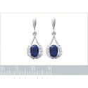 Boucles d'oreilles 24 mm clous - Kenza - argent 925 rhodié - zircon pierre bleue