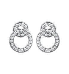 Boucles d'oreilles 12 mm anneaux clous puce - Ninon - argent 925 rhodié - zircon