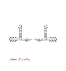 Boucles d'oreilles contour lobe flèches 12 mm - Lou - argent 925 rhodié - zircon
