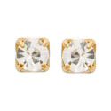 Boucles clous puces d'oreilles plaqué or 750 3 microns et cristal blanc 2 mm