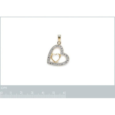 Pendentif plaqué or 750 3 microns bicolore et oxyde de zirconium