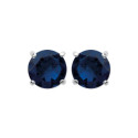 Boucles d'oreilles puces clous 5 mm - Aude - argent 925 rhodié - pierre bleue