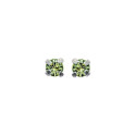 Boucles d'oreilles puces clous femme 4mm - Lou - argent massif - cristal vert