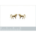Boucles d'oreilles puces chevaux plaqué or 750 cheval 10mm x 8mm