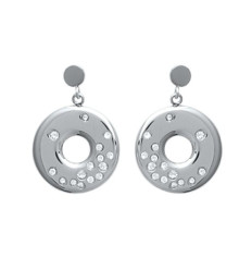 Boucles d'oreilles rondes femme pendantes Acier Zircons tiges poussettes