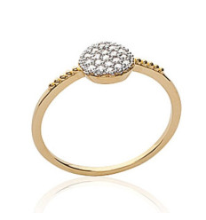 Bague plaqué or 750 5 microns bicolore et oxyde de zirconium