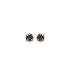 Boucles d'oreilles tige puces clous 3 mm - Lise - argent massif - cristal marron