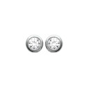 Puces d'oreilles clous rondes 3 mm - Elise - argent 925 rhodié - zircon blanc