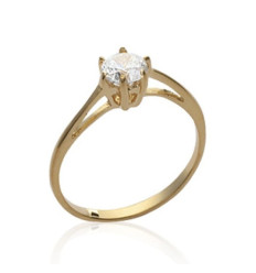 Bague plaqué or 750 5 microns et oxyde de zirconium
